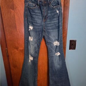 Almost Famous Ripped Denim Flare Jeans